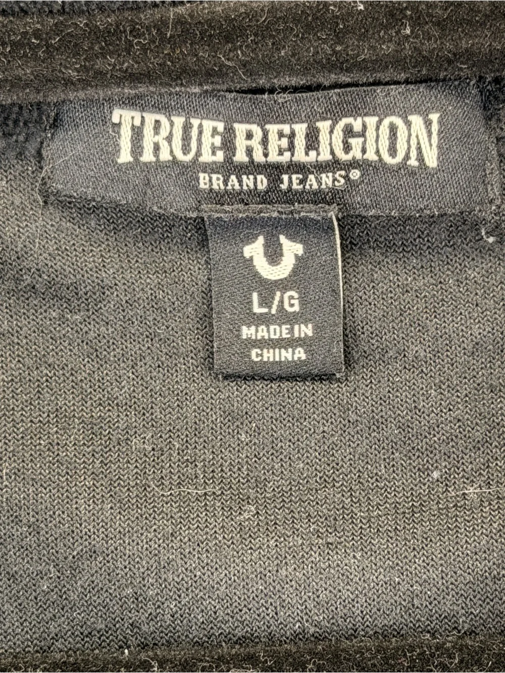 Like New True Religion Black Terry Cloth Polo Logo Tape Short Sleeve Shirt